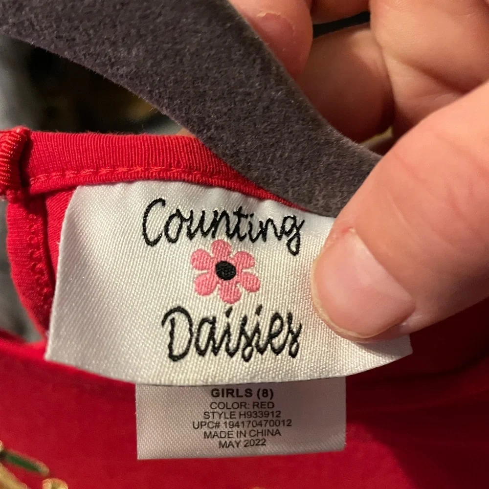 Counting Daisies Girls Size 8 Red Tulle‎ Christmas Dress Reindeer Holiday